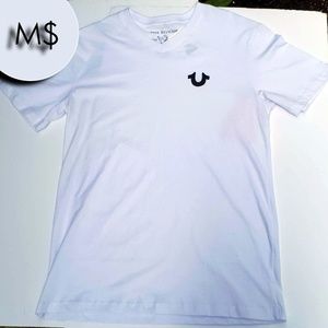 True Religion V Neck Logo Tee White NWT SMALL